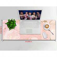 Alfombrilla de mouse extendida para juegos 31.5 x 30.0 cm base grande de goma antideslizante alfombrilla para teclado y mouse para el trabajo juego oficina mármol rosa oro rosa - Mrmol oro rosa - Ver 7