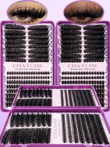 1 Set Eyelash Extension Kit, Includes Multi-Function Lash Book With 10-100D Fluffy Dense Lash Clusters, Multi-Function Brush, Tweezers And Professional Makeup Tools To Create Beautiful Spiky Lashes And Cartoon Lashes - Purple - View 11