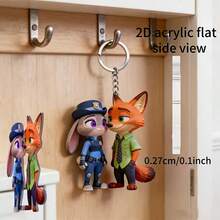 Móc khóa acrylic 2D phẳng "Judy và Nick đội mũ" - In rõ nét, bền, thích hợp để trang trí ba lô - Hình ảnh 2D phẳng, lý tưởng làm quà tặng ngày lễ, trang trí nhà cửa và quà tặng cho người hâm mộ. - Nhiều màu - Xem 5