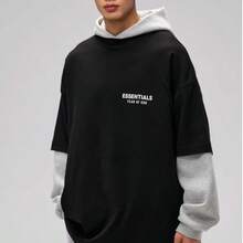 Essentials Fear Of God Back Logo Print Oversized T-Shirt Runs 2 Size Large , Crew Neck Short Sleeve, Unisex Loose Relaxed Fit, Premium Breathable Cotton Blend, Minimalist Streetwear Top, Casual Loungewear & Daily Wear For All Seasons, Ideal For Street Style, Casual Outings & Everyday Use - 石楠灰 - 查看 9