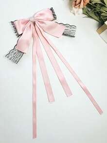 1 pièce Pince à cheveux avec nœud en dentelle en forme de cœur, accessoire capillaire de style sombre et doux pour les filles, pince à cheveux, été, vacances, voyage - Multicolore - Voir 5
