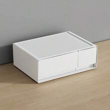 1pc First, Second, Third, Room, Living Room, Bathroom, Washroom, Dormitory, Storage Box, Desktop Plastic Storage Box, Cosmetics Drawer Organizer Box, Customizable Storage Box, Multi-Layer Stackable Jewelry Box, Desktop Storage Display Box - White - View 10