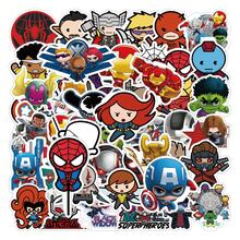 Marvel 50pcs Superhero Cartoon Q-Version Sticker, Suitable For Comic Character Stickers On Laptops, Water Bottles, Skateboards, Notebooks, And Party Gifts. - Multicolor - View 1