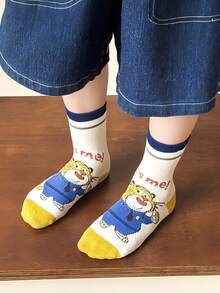Disney 1/5 双儿童袜子，中筒袜，卡通可爱款，四季皆宜，尼克和朱迪卡通人物袜子 - 彩色 - 查看 6