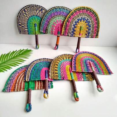 1 chiếc quạt treo tường trang trí đan thủ công kích thước 12,99" x 11,02", quạt làm mát cầm tay mùa hè.