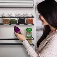 1pc No-Drill Wall Mounted Spice Rack, Space-Saving Design, Holds 6-8 Spice Jars. Ideal For Cabinet Doors And Wall Storage Of Seasonings, Stable With A Maximum Load Capacity Of 10kg. Perfect For Kitchen, Bathroom And Other Scenes. - Multicolor - View 7
