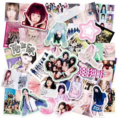 50pcs TWICE <THIS IS FOR> New Album Y2K Style Stickers, Waterproof Stickers For DIY Decoration On Water Bottles, Journals, Phone Cases, Luggage, Laptops, Cups, Etc. Bring Your Idol Everywhere, A Gift For ONCE Fans