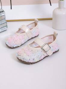 新款夏季凉鞋，玫瑰花时尚平底鞋，公主风舒适柔软女童鞋 - 粉色 - 查看 2