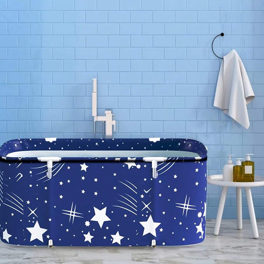 Extra Large Adult Foldable Bathtub | Luxury Spa Experience, High-Efficiency Heat Insulation, Heat & Cold Resistant | Ideal For Small Spaces, Outdoor & Patio Use - 870 Gallons/Starry Sky - View 1