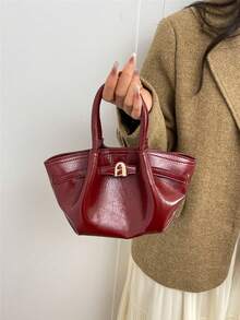 Dedoo European And American Fashion Design Buckle Suede Bucket Bag, Women's Autumn/Winter Shopping, Commuting, Party Gift Handbag - Burgundy - View 4
