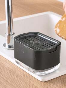 Tableware Soap Dispenser And Sponge Stand, Sink Soap Pump Dispenser, Liquid Soap Dispenser, Kitchen Detergent Press Box, Suitable For Kitchen, Bathroom And Sink (Black, White) - T577 Press-type Soap Dispenser - View 5