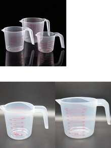 3pcs Plastic Baking Measuring Cups With PVC Scale, Capacity 8.45oz, 16.91oz And 33.81oz, Transparent High Precision Multi-Function Measuring Cups, Kitchen Tools - Multicolor - View 5