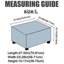 1 chiếc bọc ghế đôn hình chữ nhật họa tiết dứa kẻ caro | Tấm bảo vệ ghế đôn | Có đáy chun, chất liệu co giãn - Xám - Xem 6