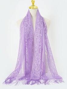 1件装女士优雅蕾丝镂空晚礼服新娘氛围围巾披肩 - 紫色 - 查看 3