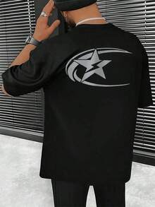 Camiseta de isle?o de Micronesia, en mezcla de algodón de alta calidad con impresión a doble cara, corte clásico, esencial, ligera y básica. - Negro - Ver 2