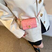 Single Shoulder Bag With Diamond Embroidery And Golden Ball, Crossbody Bag, Mini Casual Bag With Texture For Women - 玫紅色 - 查看 2