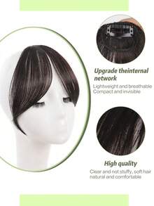 Extensiones de cabello con flequillo central y clips, flequillo francés oblicuo natural y sin costuras, ideal para uso diario, reuniones, verano, viajes de las mujeres. Incluye pinzas para el cabello y clips para fiestas. - Multicolor - Ver 3
