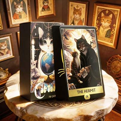 Cat Series Tarot Cards -78 Cards/Spiritual Guidance And Insights, Cat And Cat Patterns, Suitable For Practice/Daily Quick Guidance/Spiritual Exploration/Personal Reflection/Meditation - Suitable For Vita Tarot Enthusiasts, Cat And Cat Enthusiasts, Spiritual Explorers, Tarot Collectors, An Adventurous Set For Ages 14 And Up, Featuring The Majesty Of The Cat King.