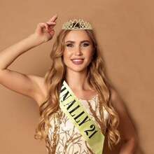 Gold Finally 21 Birthday Crown And Sash Kit For Women Girls, Bling Rhinestone Tiara Combo, Ideal 21st Birthday Present & Decorations For Her - 1 - Xem 6