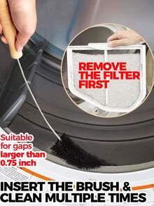 1 Pack Dryer Vent Cleaner Kit Dryer Lint Brush Vent Cleaner Long Flexible Refrigerator Dryer Lint Vent Trap Brush Gas Electric Fire Prevention Exhaust - 黑色 - 查看 7