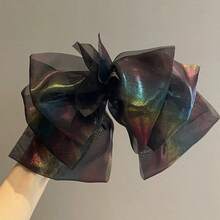 Kẹp tóc kiểu Pháp đính nơ hologram, phụ kiện tóc, kẹp tóc càng cua, trang phục mùa đông cho nữ, nơ, dễ thương, phụ kiện đội đầu, ghim cài tóc - Nhiều màu - Xem 4