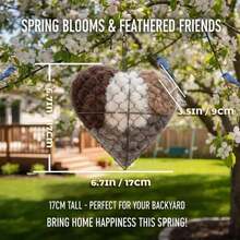 Handmade Fiber Bird Nest, Featuring A Heart-Shaped Structure, Supported By Bird Nest Materials, Outdoor Hummingbird Nest Box, Bird Nest Design, Winter Wild Bird Shelter, Dual-Season Outdoor Viewing House. - 1 SET - View 2