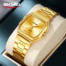 Reloj de cuarzo clásico de alta calidad para hombres Skmei 2638, con correa de acero inoxidable original y resistente al agua, diseño sencillo - Unitalla - Ver 12