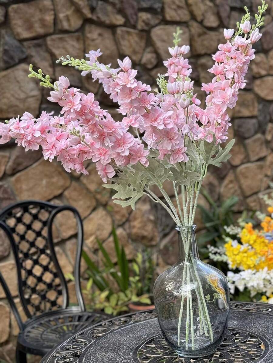 1 Stück künstliche Rittersporn, 85,5 cm große Simulation Blumen Hyazinthe in hellem Rosa, geeignet für Hochzeitsdekoration, Festdekoration, Heimdekoration, Außengartendekoration, Blumenarrangements, Vasenarrangements, ganzjährig