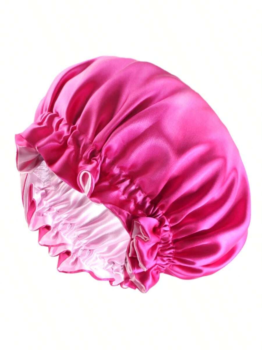 New Double Layer Silky Night Sleep Cap Women Satin Bonnet Hat Hair Caps Sleeping Adjust Cover Hat Hair Styling Accessories - 紫色 藍色 紫色 - 查看 1