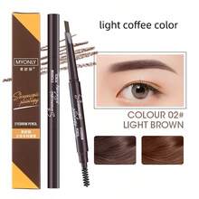 3pcs Automatic Rotating Double-Ended Triangle Eyebrow Pencils (Light/Medium/Dark Brown), Waterproof Sweat-Proof Long-Lasting No Smudge, Beginner-Friendly Eyebrow Makeup Tool - E-Rose Red - View 9