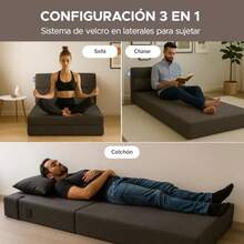 skycare Sofá Cama Plegable Sillón Multifuncional y Convertible 2 en 1 Relleno de Espuma de Alta Densidad Funda Desmontable Soporte Ergonómico y Suavidad Hogar Sala Recámara Gris Individual - Gris - Ver 5