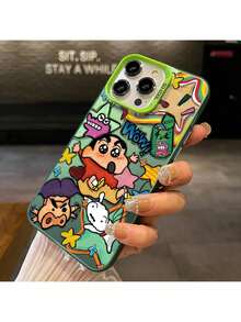 UE (DE et ES) Étui de téléphone compatible avec Apple 17 Pro Max, Shin-Chan graffiti de bande dessinée, drôle et mignon avec un toucher de haute qualité et une couverture sécurisée. - Argent - Voir 5