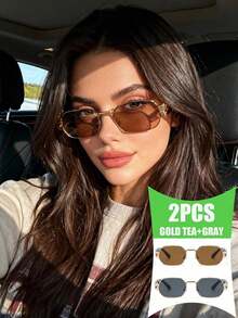 Gold-framed Tea Leaf + Gold-framed Gray Leaf