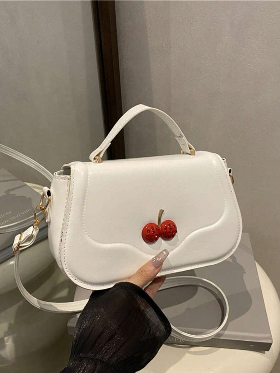 3D Cherry Shaped Mini Handbag, Sweet Girl's Tote Bag, Gentle Style Shoulder & Crossbody Bag