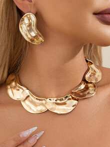 1 Set Fashionable Asymmetrical Patchwork Necklace, Versatile Choker Necklace Design - Multicolor - View 1