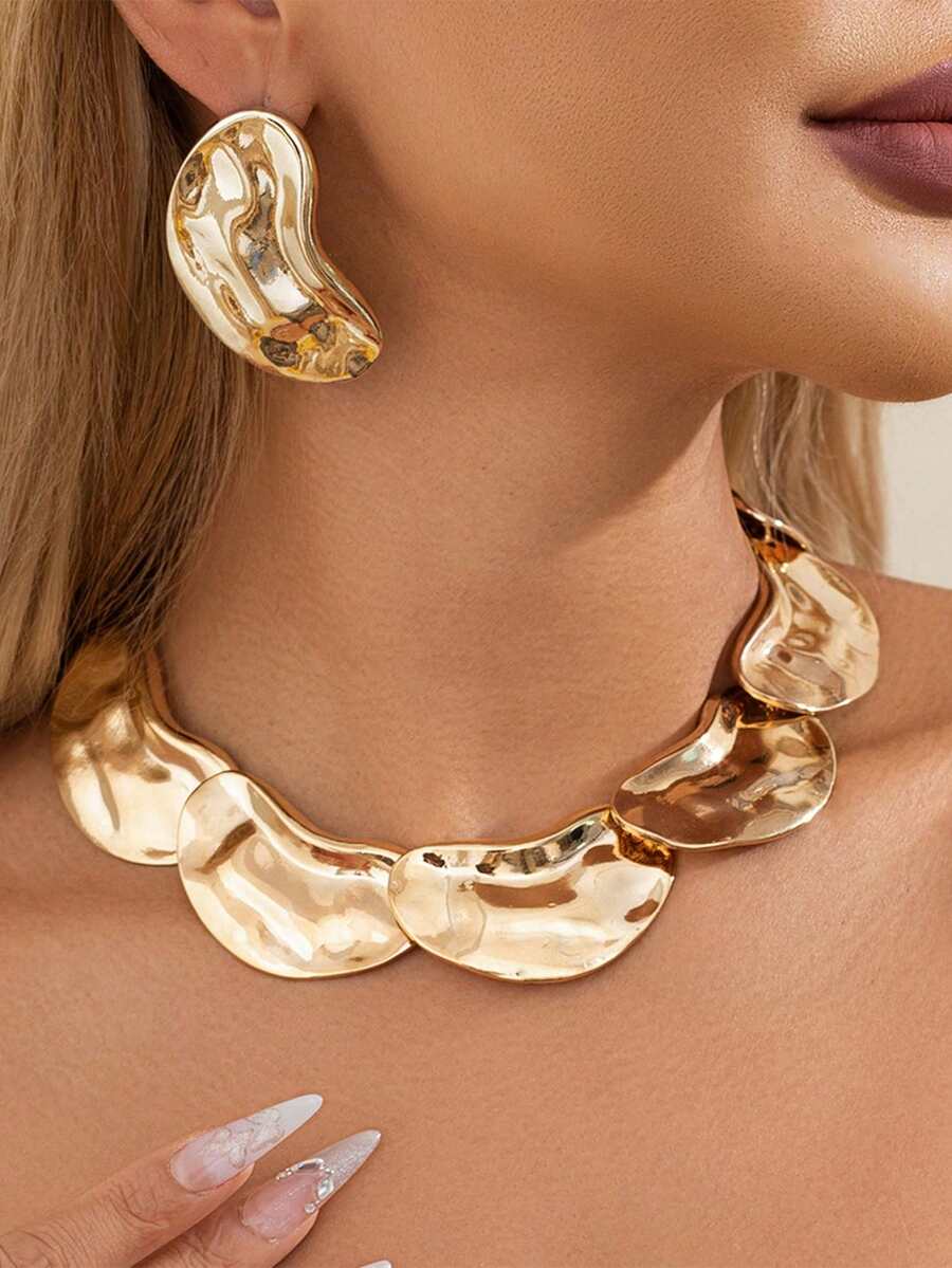 1 Set Fashionable Asymmetrical Patchwork Necklace, Versatile Choker Necklace Design - Multicolor - View 1