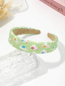 1个兔子和彩蛋印花海绵发箍，可爱兔子印花复活节头饰，宽发箍，适合女性日常、化妆、派对佩戴 - 彩色 - 查看 13