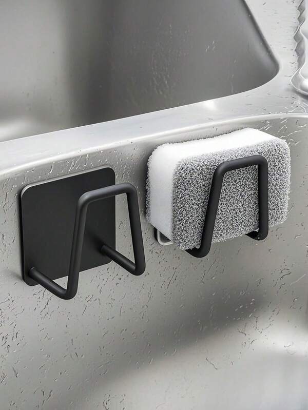 1/2个不锈钢免钻孔水槽海绵架 - 自粘式厨房沥水架，带沥水网，适用于海绵、刷子、洗洁精，2025年圣诞礼物