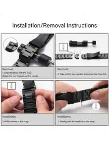 1PC Fashion Black Stainless Steel Watch Band Compatible With Samsung Smart Watch Universal 20mm 22mm Watch Strap Compatible With Samsung Galaxy Watch 3 42mm 46mm Compatible With Galaxy Active 2 40mm/44mm Compatible With Watch Gt2,Watchband For Smart Watch,Bracelet Galaxy Watch - Black - View 10