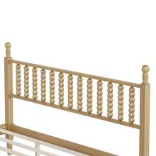 King Size Wood Platform Bed With Gourd Shaped Headboard,Retro Style Platform Bed With Wooden Slat Support,Walnut - Natural + Wood + King - View 10