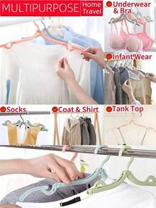 20/10/8/6/5/3/1 件装旅行衣架，便携式可折叠衣架，无夹子，可折叠晾衣架，可折叠旅行衣架，防滑设计，零售店防滑晾衣架，邮轮必备（颜色随机） - 彩色 - 查看 10