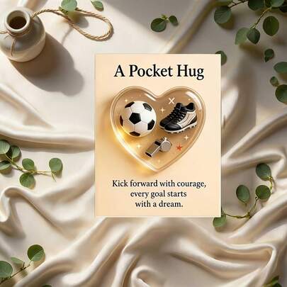 Football Pocket Hug Statue With Inspirational Greeting Card, Friendship Appreciation Gift Suitable For Room Decor, Holiday Gift, Theme Party Gift