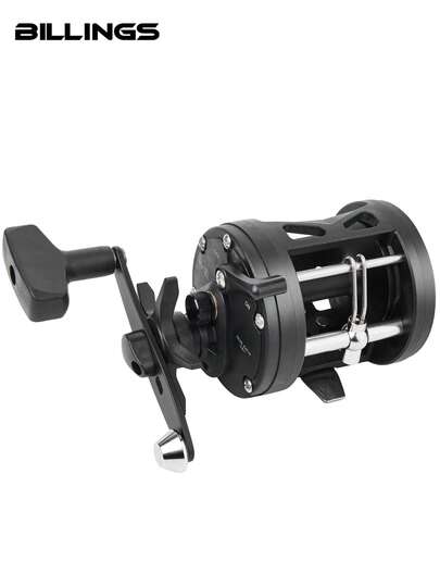 BILLINGS Baitcasting Fishing Reel,Round Baitcaster Fishing Reel,Reinforced Body Trolling Fishing Reel,15KG Max Drag,Conventional Reel For Catfish Bass Pike Musky