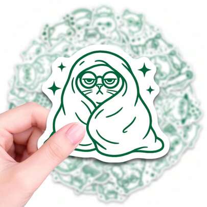 50 PCS Cute Grumpy Cat Stickers Pack, Waterproof Vinyl Decals For Water Bottles Laptop Phone Case Skateboard Notebook Guitar Bike, Aesthetic Cartoon Stickers For Teens Adults Women Men, Perfect For Personalizing Daily Essentials And Creative DIY Craft Projects, Durable & Stylish Sticker Set For Indoor Outdoor Use, Ideal For Journaling Planners And Gift Giving Scrapbook Supplies Stationery Funny Stickers Kindle