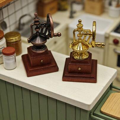 迷你复古手摇研磨机模型，厨房烘焙微缩场景模型，口袋大小的场景DIY配件，业余爱好者和发烧友的收藏礼品