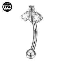 1PC TItanium Butterfly Rook Piercing Cz Flower/Spider/Moon Eyebrow Navel Ring Flower Cuved Rook Barbell Ear Tragus Cartilage Earrings Piercing - Titanium Original Color - View 11