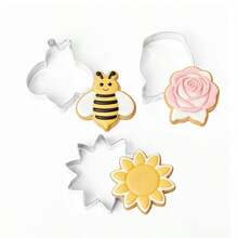 3件套不锈钢饼干模具，蜜蜂、花朵、郁金香、蜻蜓、蝴蝶形状烘焙工具 - 查看 9
