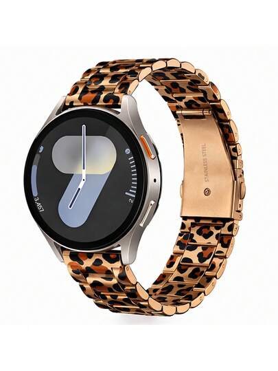 1 pezzo Cinturino per orologio in acciaio inossidabile con stampa leopardata, unisex, adatto per quadranti di orologi da 20mm e 22mm, cinturino di lusso con stampa leopardata adatto per Samsung Galaxy Watch 7/6/5/4 da 40mm e 44mm, orologi, Honor Smart Watch. Cinturino classico per smartwatch da indossare quotidianamente, per feste e viaggi. Perfetto come regalo per Natale, compleanno o anniversario. Sostituzione di cinturino per orologio formale, regalo ideale per gli appassionati di orologi.