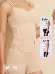 Faja reductora para mujer, cinturilla de control corporal, corsé de sujeción bajo el busto, moldeador corporal para control del abdomen, faja de recuperación postparto - Beis - Ver 3