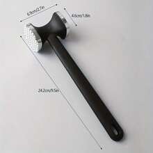 1pc Aluminum Alloy Meat Tenderizer, Chicken Meat Pounder, Manual Meat Mallet, Multi-Functional Steak Hammer For Tenderizing Chicken And Beef - Black - View 7
